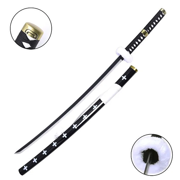 Katana Non Affilata One Piece Kikoku Bianca e Nera