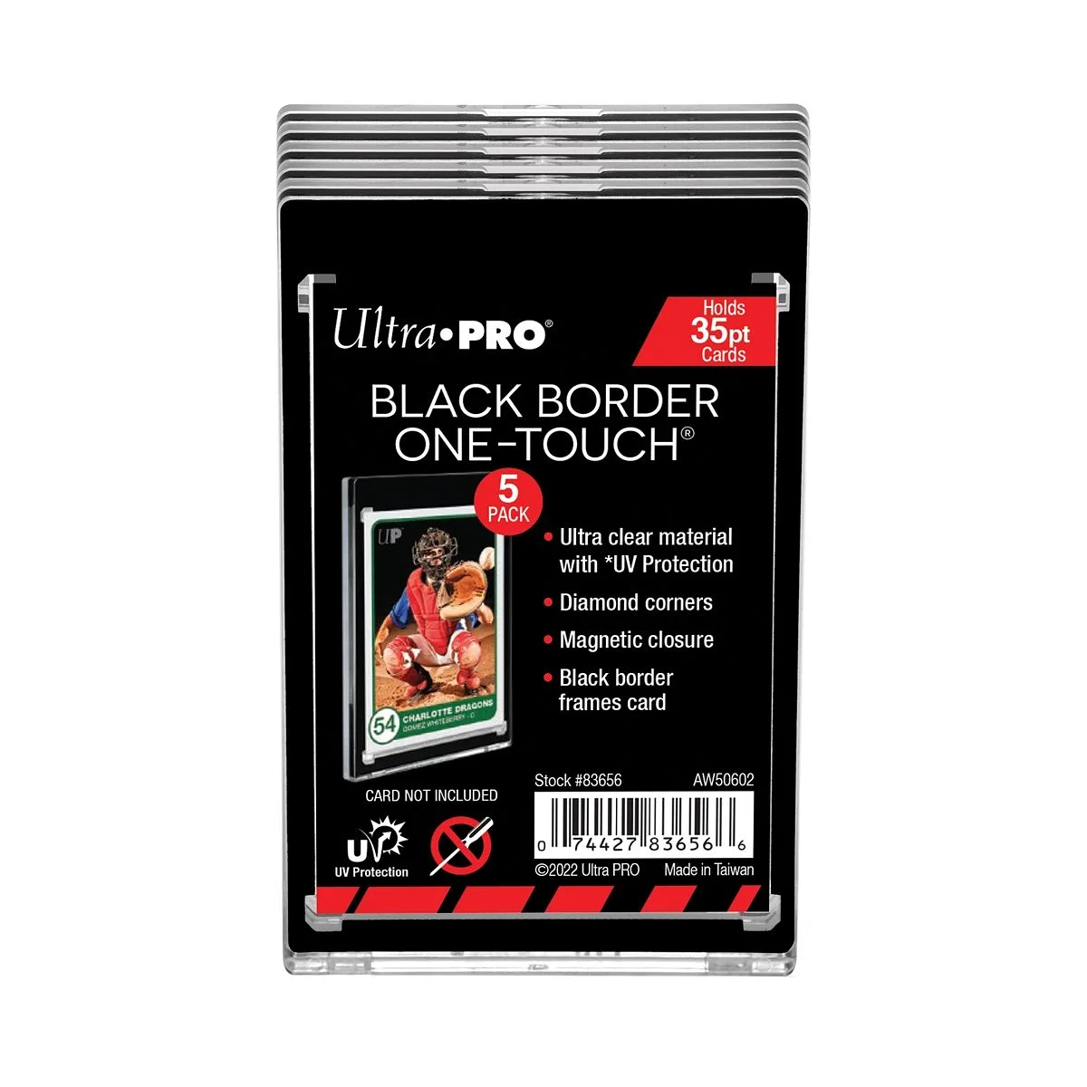 ULTRA PRO - 35PT Black Border UV ONE-TOUCH Magnetic Holder (5 pcs x pack)