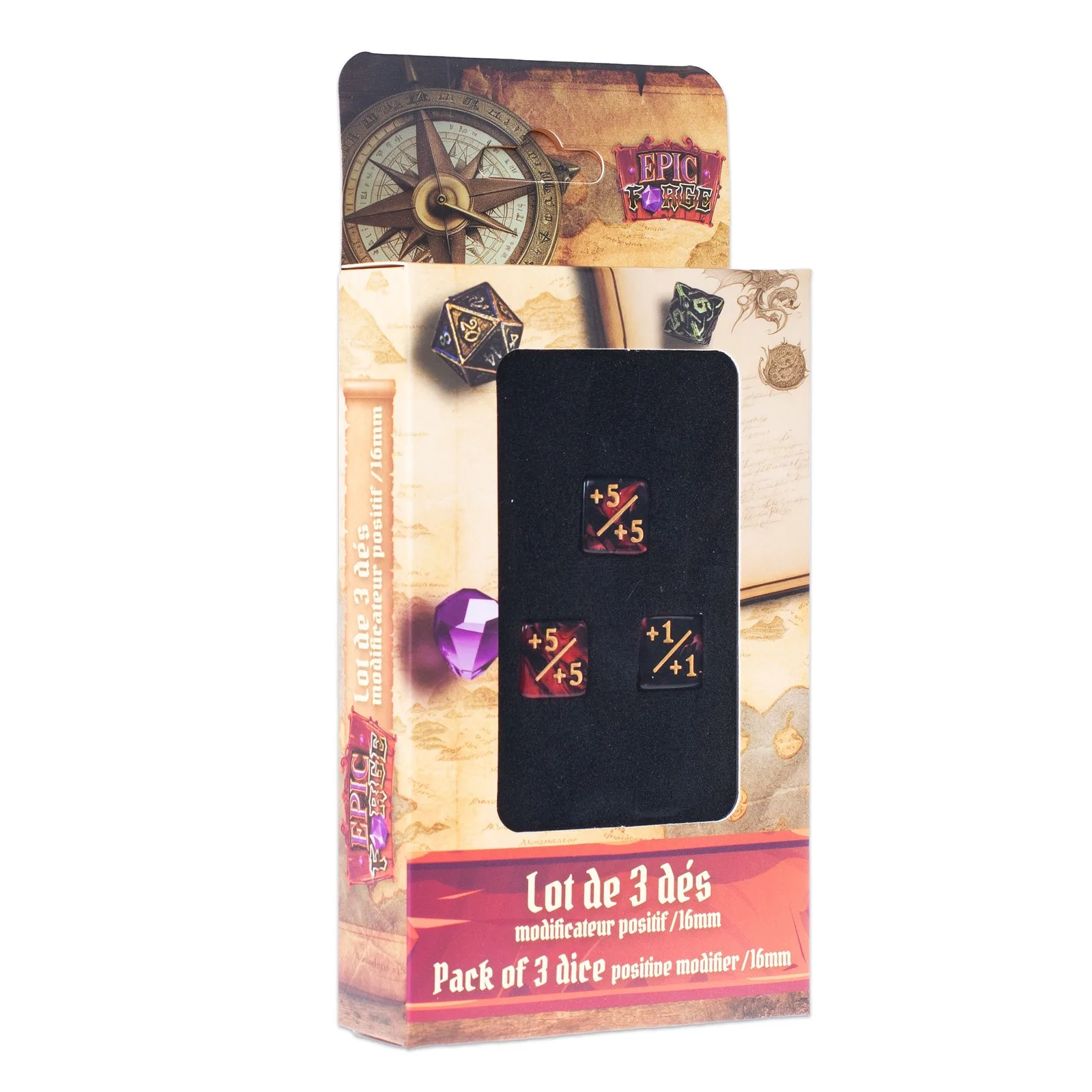 EPIC FORGE 3 Dices pack Counter Dice + (red + black)