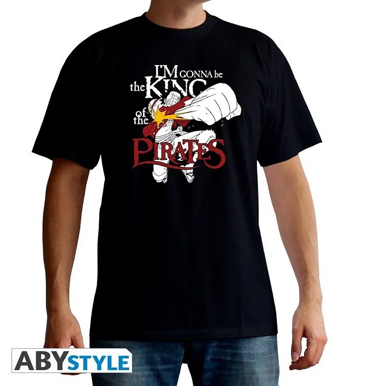 ONE PIECE - Tshirt "Luffy King of Piratesy" man SS noir -basic EXCLU*Medium - Men's T-shirts