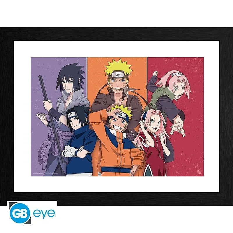 ABYSTYLE NARUTO SHIPPUDEN - Poster incorniciato: "Adults and children" (30x40)