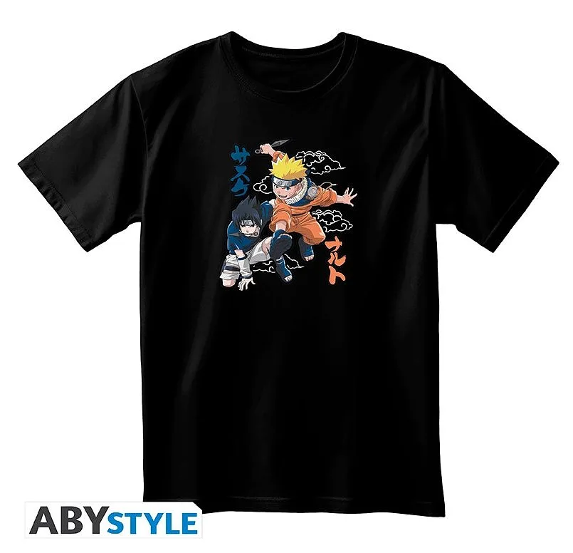 NARUTO - Tshirt unisex black - Naruto & Sasuke - Medium - Unisex T-shirts