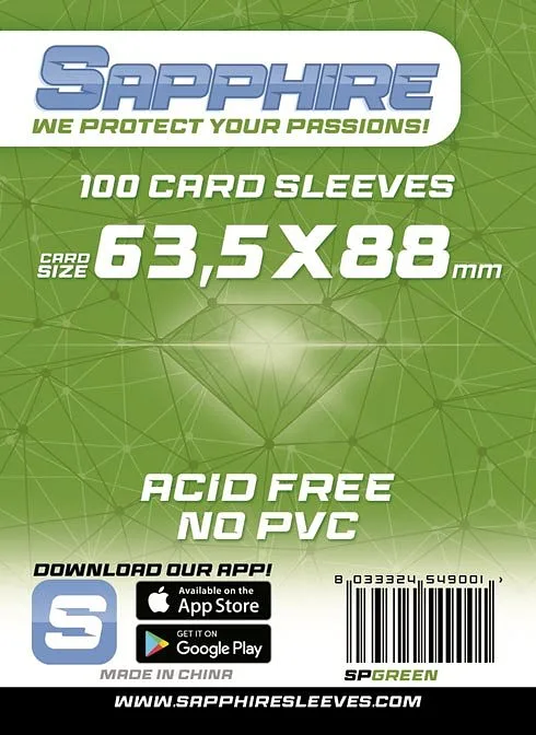 SAPPHIRE Bustine Protettive 63.5x88mm Green 100pz