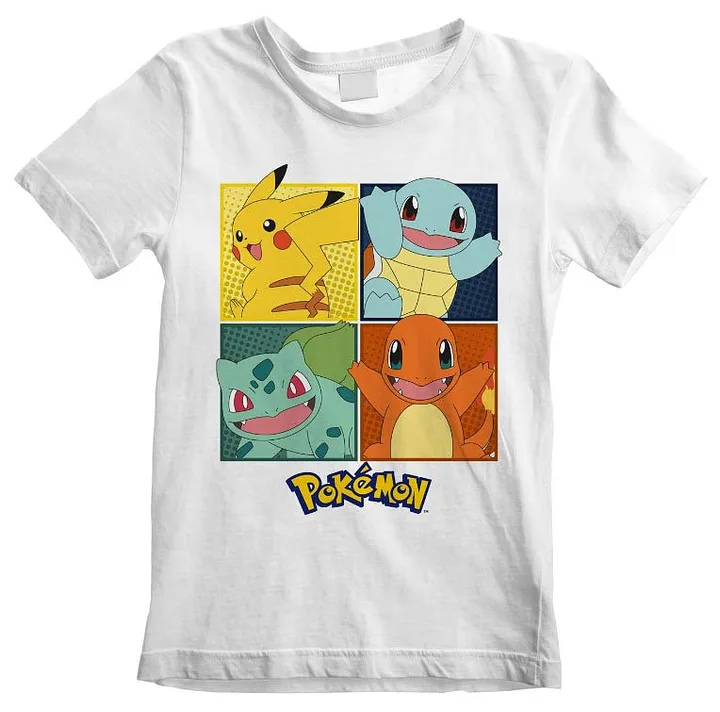 T-Shirt Kids Pokemon Squares 9-11 Anni