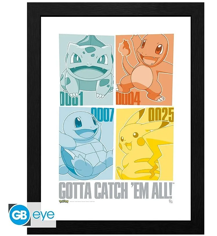 ABYSTYLE POKEMON - Poster incorniciato: "Pikachu & Kanto Starters" (30x40)